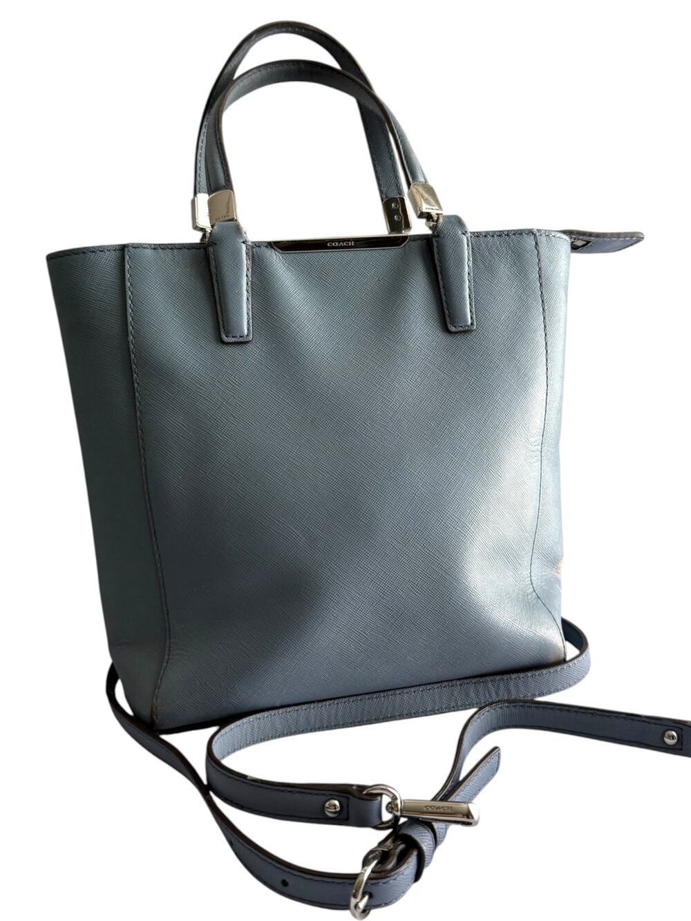 COACH 29001 Madison Cornflower Blue Saffiano Leather North South Mini Tote